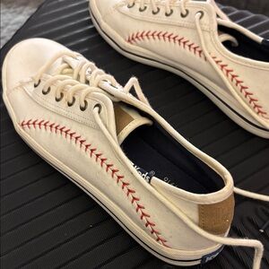 Keds Cream Sneakers with Red Accents